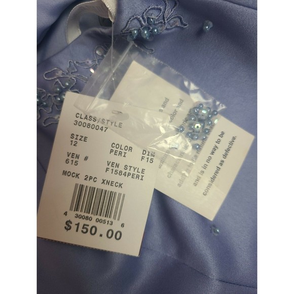 NWT David's Bridal Women's (12) Periwinkle Blue Mock-2 Piece X Neck Prom/Bridal - Picture 12 of 12
